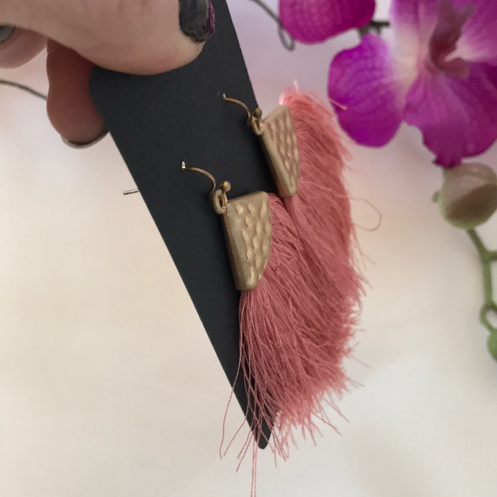 Fringe Drop Dangle Earrings - Picture 3 of 5